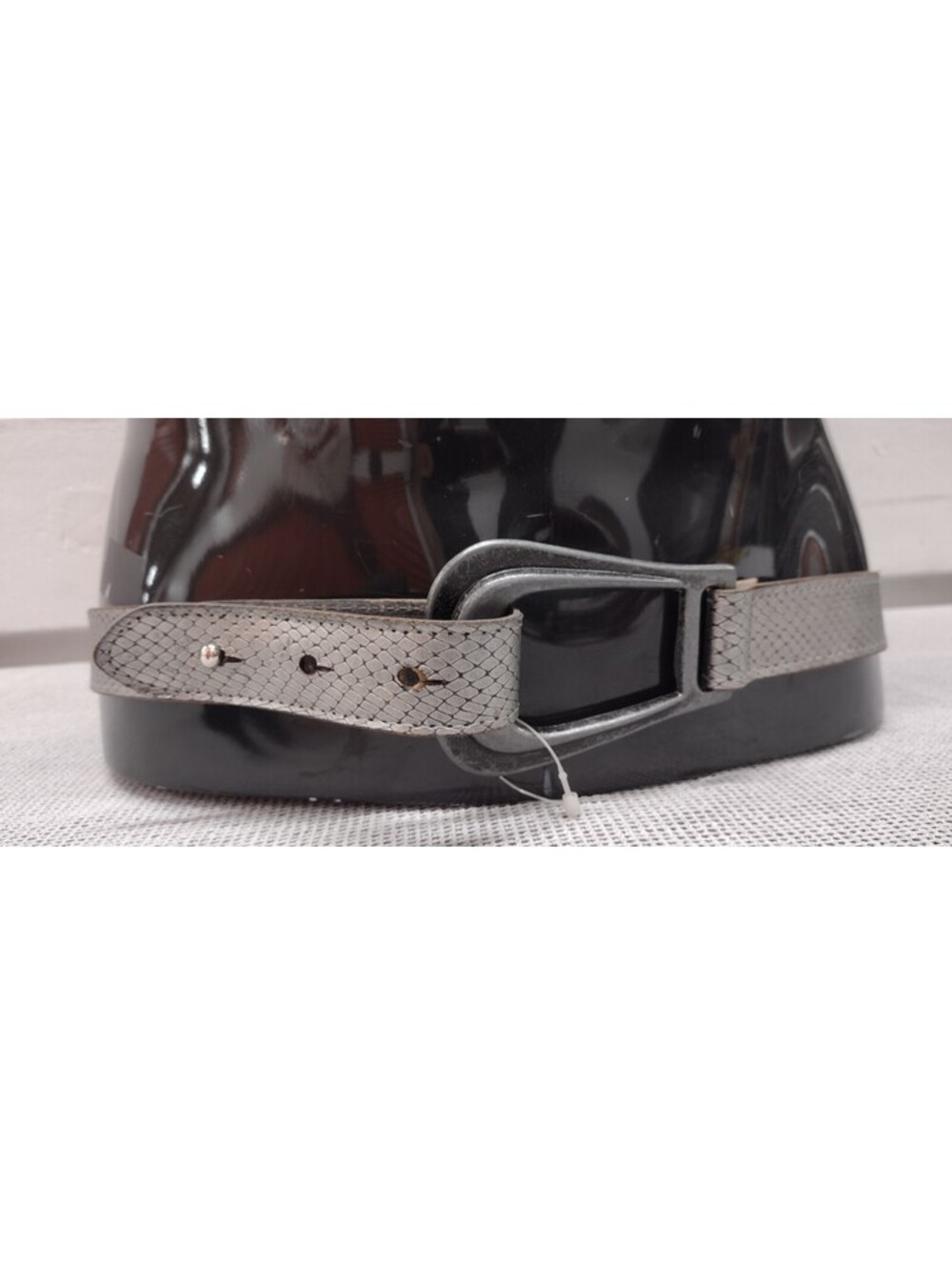Vintage 80s Buckle Rare LIMITED EXPRESS Gray Silver Snakeskin NEW WAVE belt ML